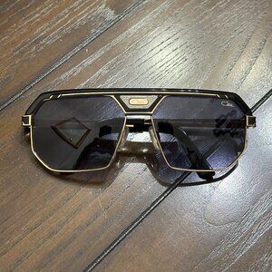 NEW Cazal Sunglasses 676 Black Gold Grey Gardient Lenses